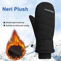 Women Ski Gloves Winter Non Slip Leather Mittens Plus Thickened Mitt Cold Weather Gloves Outdoor Sports Winter