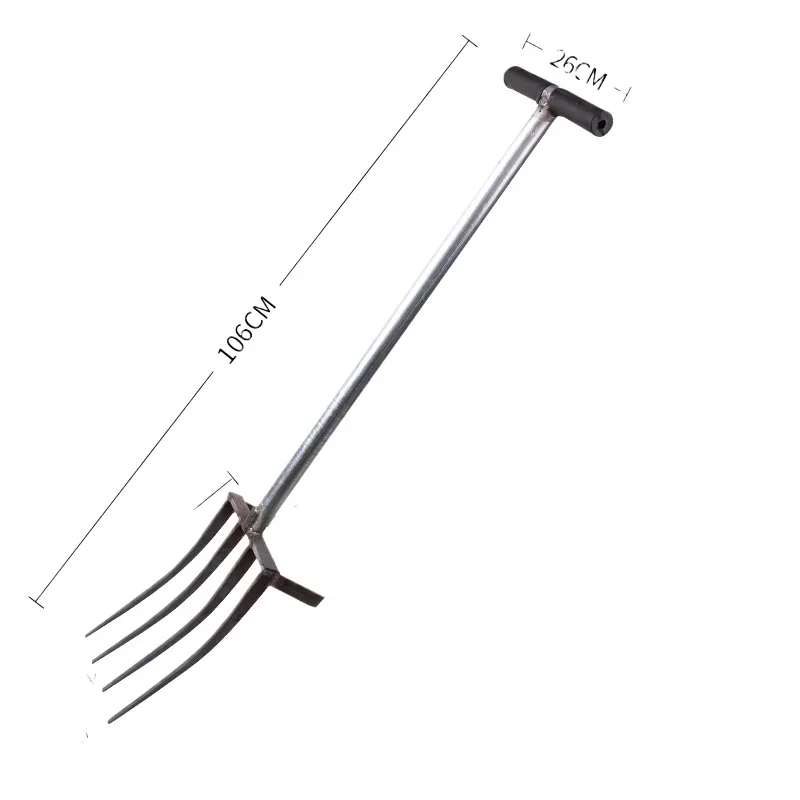 

*Ground-turning scarifier Outdoor digging hoe Reclaiming manual deep-turning steel fork rake