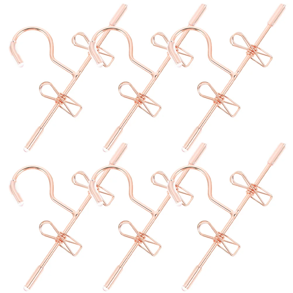 

6 Pcs Small Clothing Rack Mini Hanger Tiny Clothes Hangers Hanging Dress Miniature Rose Gold