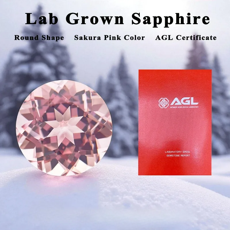

Lab Grown Sapphire Round Cut Morgan Pink Color for DIY Jewelry Making Ring Main Materials Selectable AGL Certificate