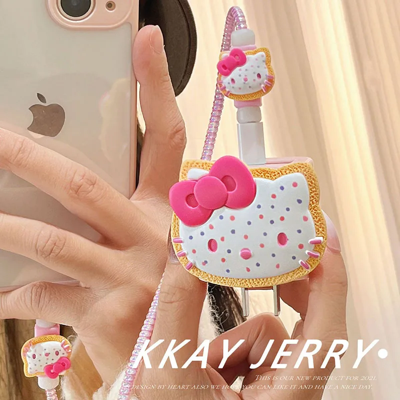 

Kawaii Hellokittyed My Melody Cartoon Sanrio Data Cable Protection Rope Charger Protective Case Suitable for Iphone Cute Girls