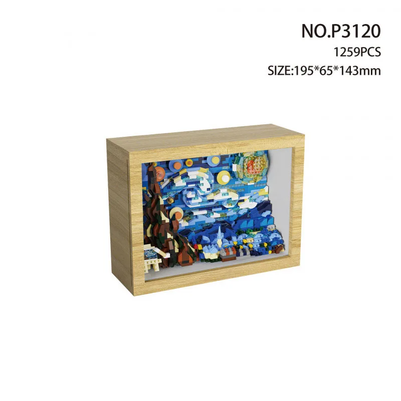 

Idea Starry Night Photo Frame Micro Diamond Block Construction Model Building Brick Educational Toys Nanobricks With Light