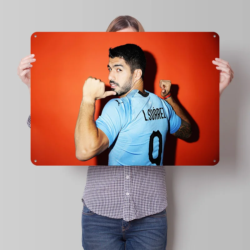 Luis Suarez Football Tin Poster Customized Retro Soccer Wall Art Vintage Metal Signs for Fans Room Decoration Garage Decorations
