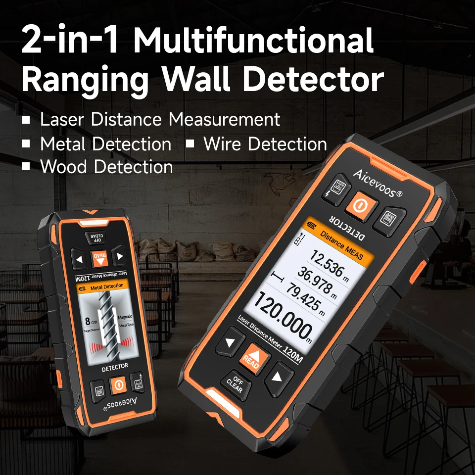 

Aicevoos 2 IN 1 Digital Laser Distance Meter,Stud Wood Finder,RangeFinder,Multifunctional Metal Cable Studs Joist Detector