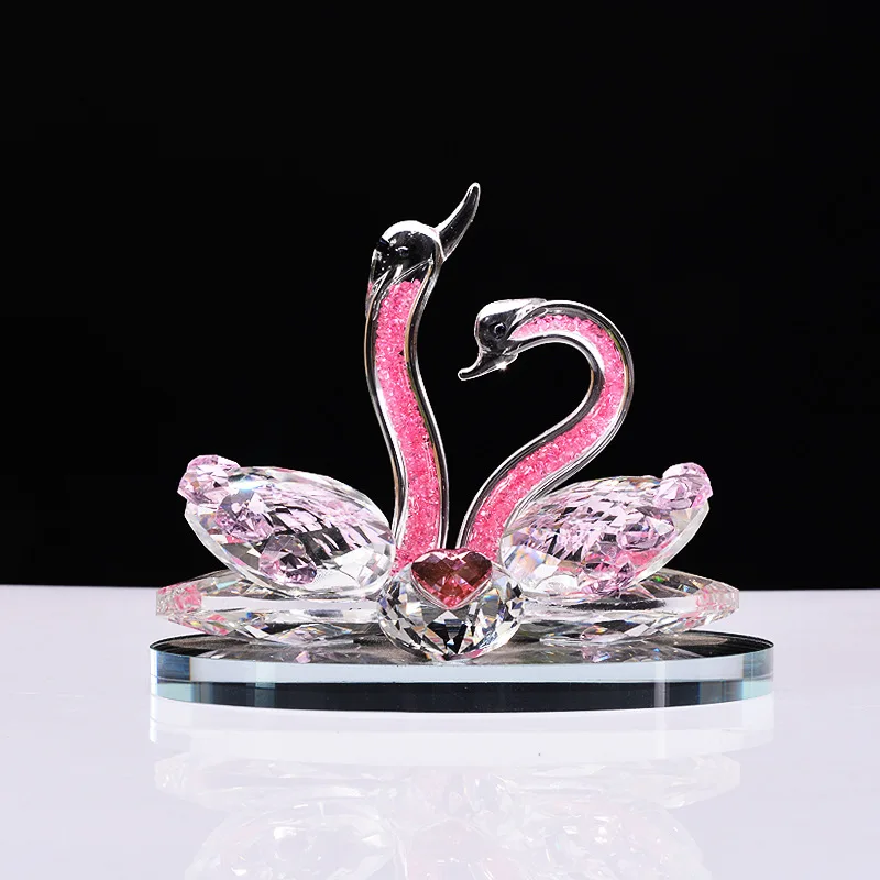 

Pink Swan Crystal Glass Car Ornaments Home Couple Crystal Ornaments Exquisite Birthday Gift Housewarming Gift