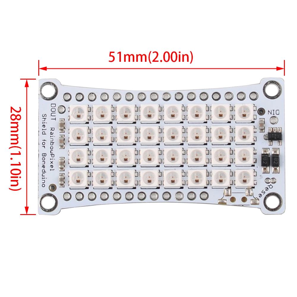 RCmall 4x8 RGB светодиодный Matrix Display Boneduino-Rainbowpixel светодиодный Shield для перьевой платы, совместимой с WS2812