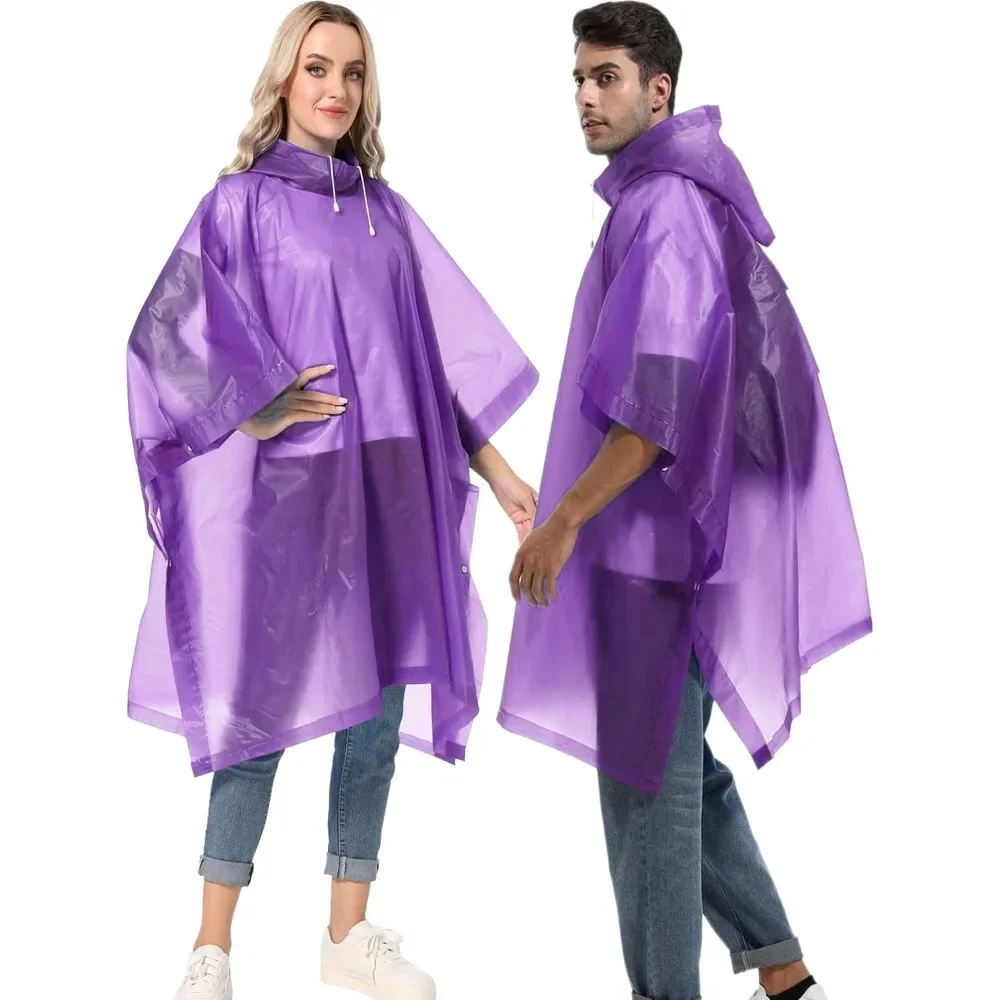 عبوة من قطعتين من عباءات المطر القابلة لإعادة الاستخدام للبالغين، معاطف المطر HOOMBOOM للبقاء على قيد الحياة في حالات الطوارئ للنساء/الرجال بغطاء للرأس والرباط #1