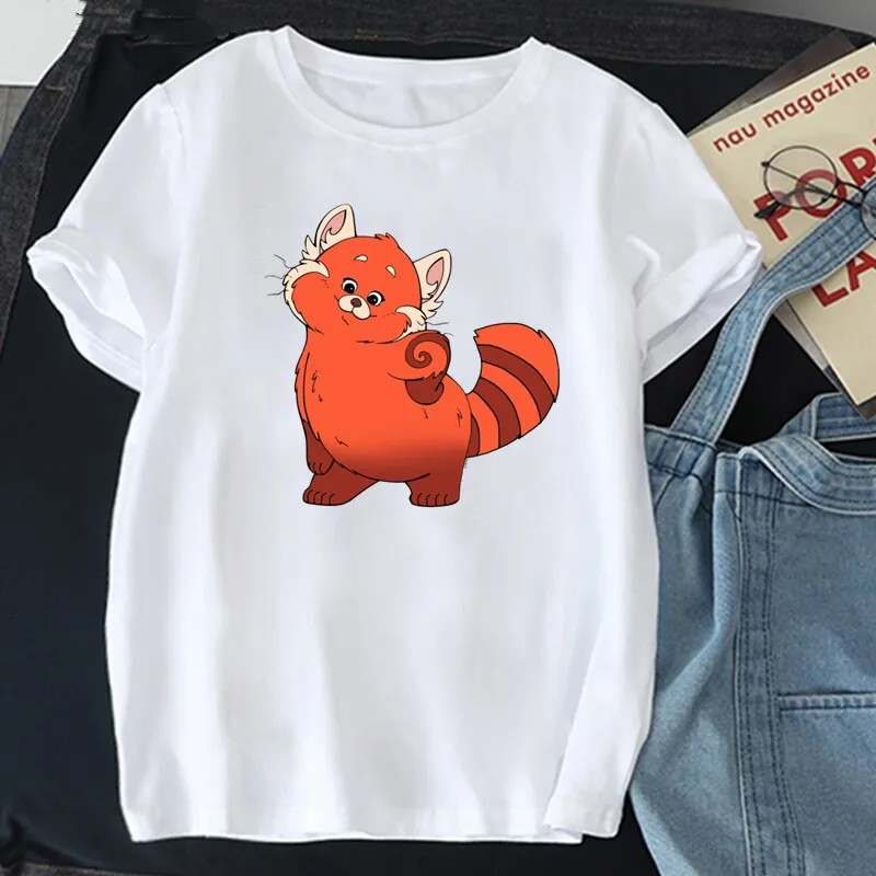 New Cartoon Turning Red T Shirt Girl Graphic Women\'s Cute Animal Casual Clothes Mei Harajuku Tee Funny Female T-shirts Tops