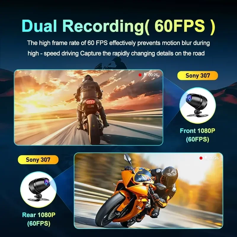 2026 Hot Sale 6.25 Inch Waterproof Motorcycle DVR Dash Cam Wireless CarPlay Android Auto BT Music Touch Navigation Display