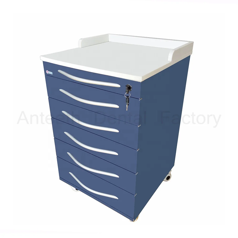 Anteeth Hot Sale Clinical Furniture Medical Service 5 Drawers Convenient Dental Tools Trolley Movable Dental Cabinet