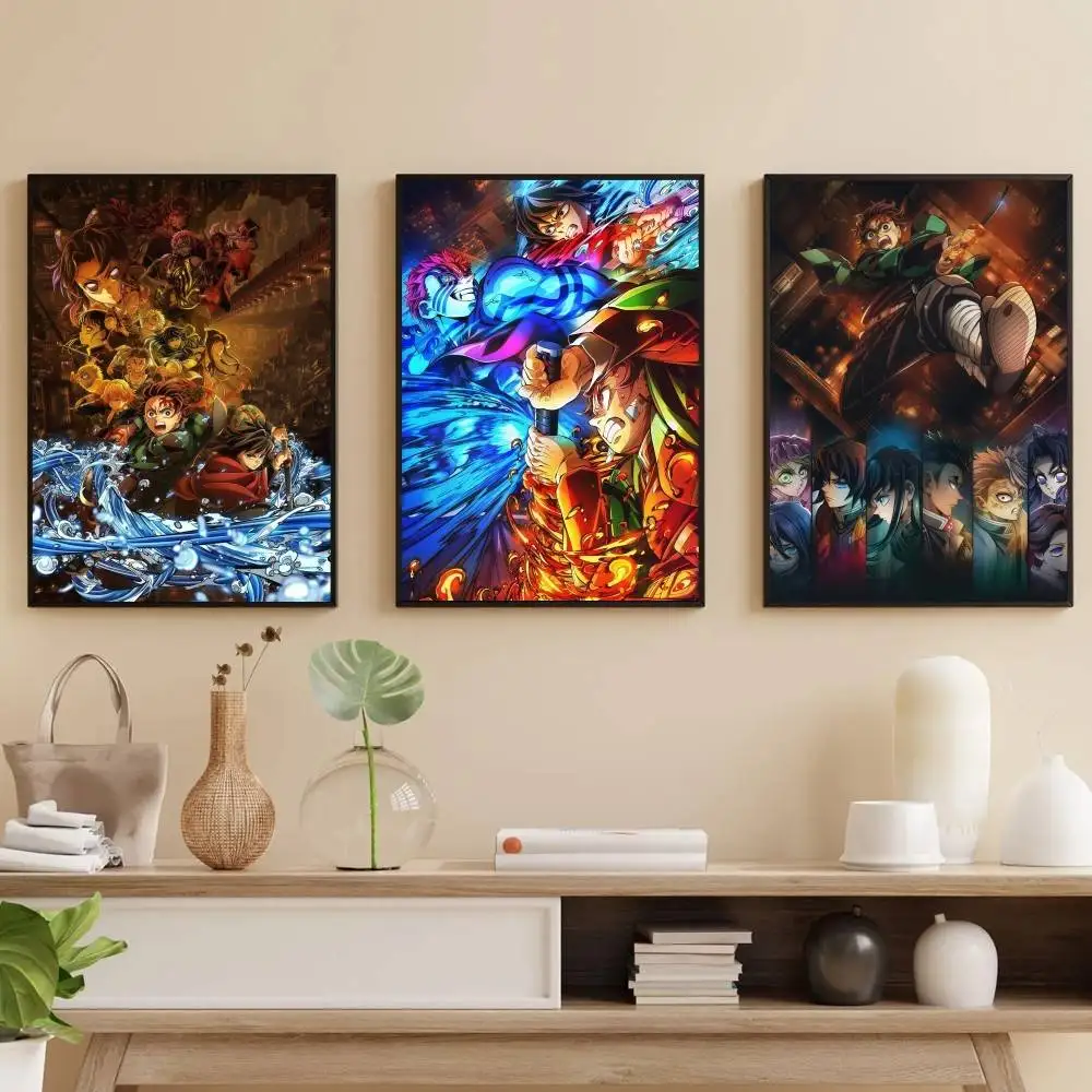 Plakat D-Demon Slayer Infinity Castle Samoprzylepny Wodoodporny Papierowy Naklejka do Kawiarni, Baru, Pokoju