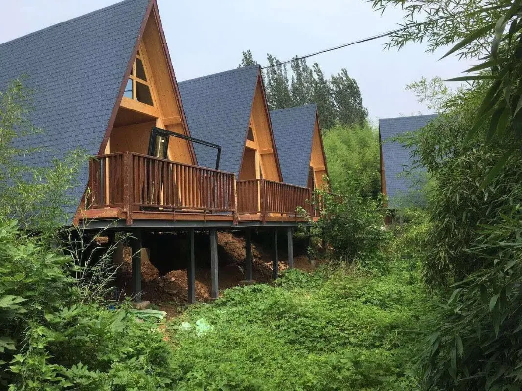 Triangle A Frame Prefabricated Tiny House Portable Cabin Modern Wooden Outdoor Living Villa