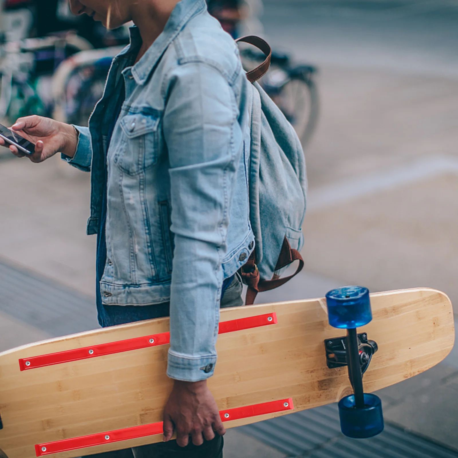 2 قطعة لوح التزلج المضادة للتصادم الضلع العظام سميكة البلاستيك Longboard استبدال السكك الحديدية مقاومة للاهتراء دائم لوح التزلج الملحقات