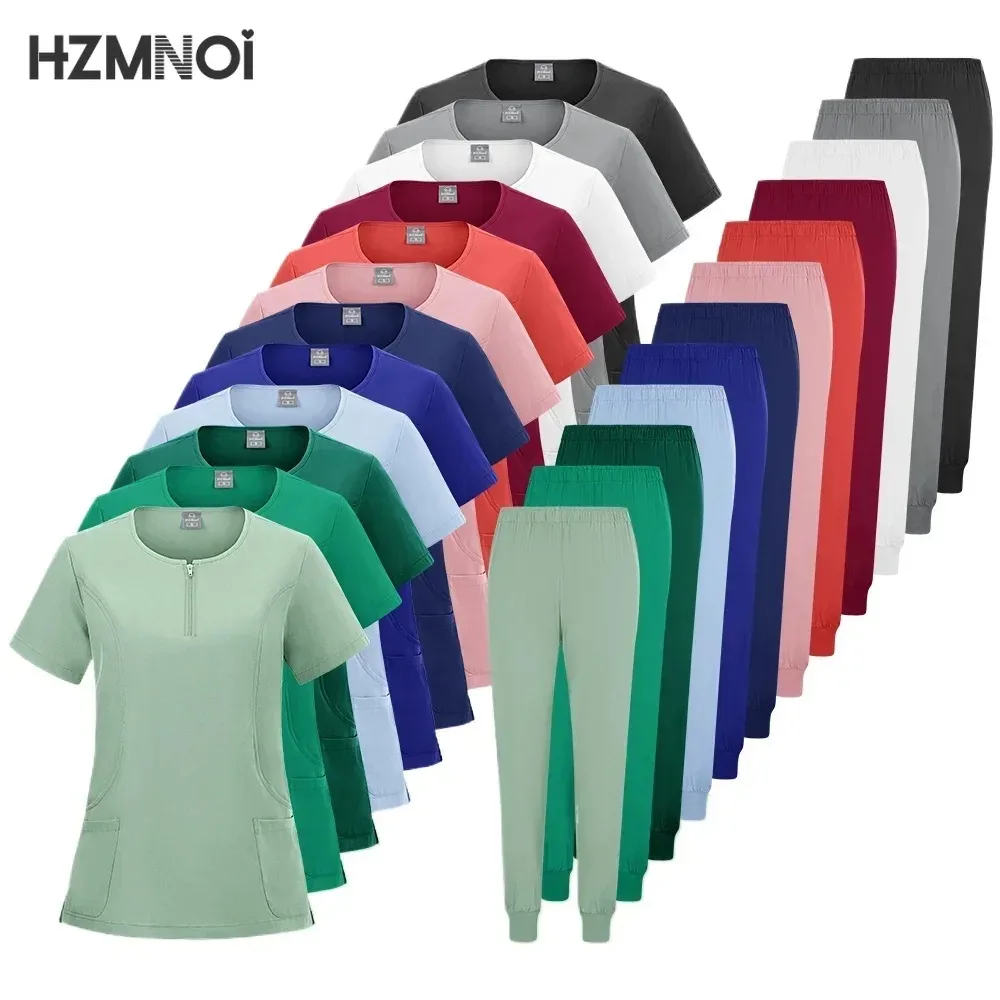 

HZM Dentist Scrub Suits for Doctors and Nurses Spa Uniform Medical Uniforms Medical Blouse Jumpsuit Scrubs Set Nurse Sweatshirt