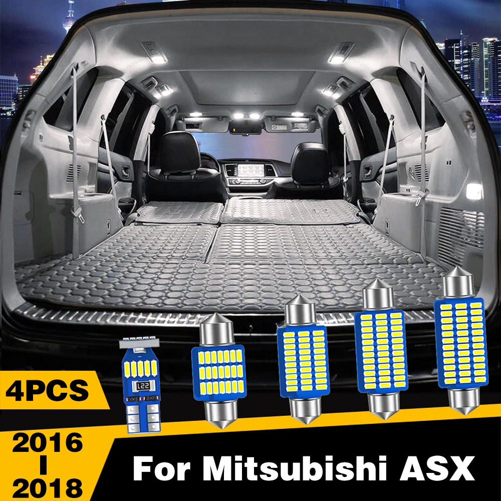 

4 Pcs White Ice-Blue Color LED Highlight Car Interior Dome Reading Light Roof Lamp For Mitsubishi ASX 2016-2018 Accessories