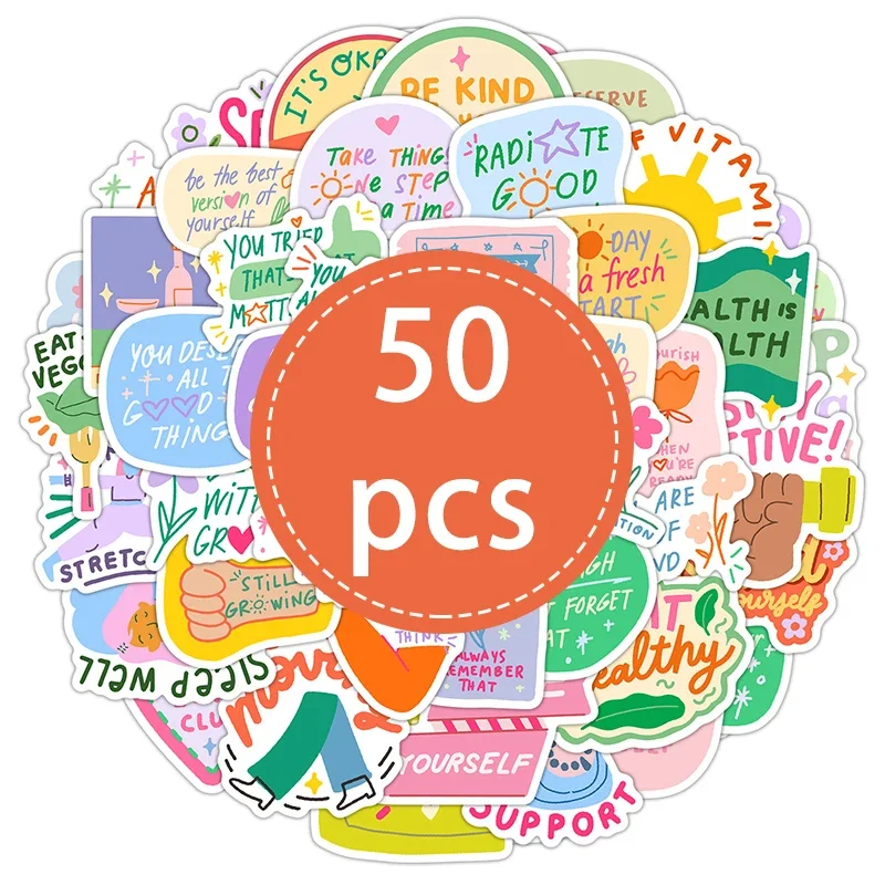50 قطعة الكرتون ملهمة الكلمات ملصقات حزمة الإنجليزية تحفيزية عبارة الكتابة على الجدران الشارات DIY بها بنفسك الهاتف خوذة سكرابوكينغ المحمول #3