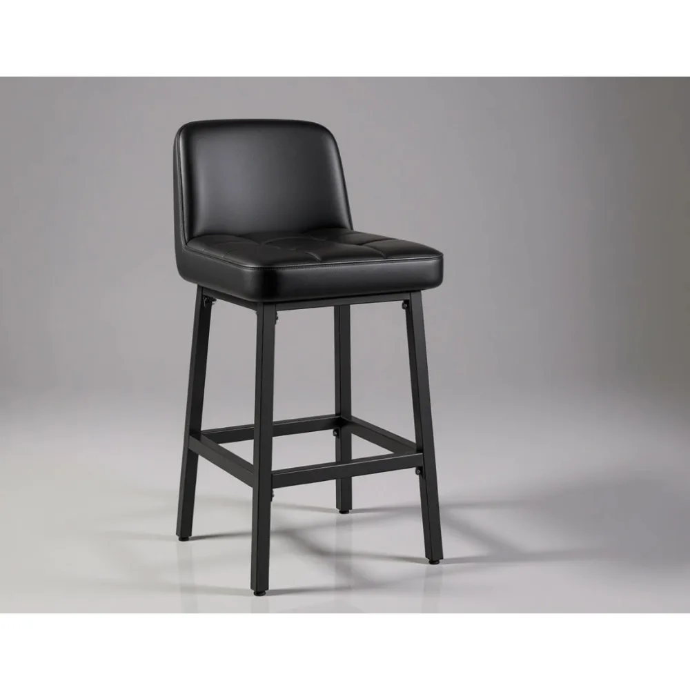 

Современные 24-дюймовые барные стулья без спинки из искусственной кожи, комплект из 2 штук, с металлическим каркасом, для кухонного острова, черные