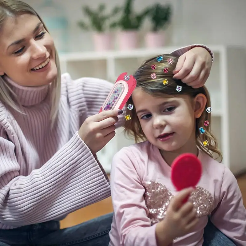 Gioielli per capelli per capelli Strumento per lo styling dei capelli Giocattoli per lo styling dei capelli con strass riutilizzabili per bambini Ragazze