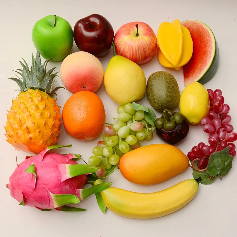 Plastic Simulation Artificial Fruits Watermelon Apple Orange Pear Lemon Mango Peach Grape Banana Home Decoration Accessories