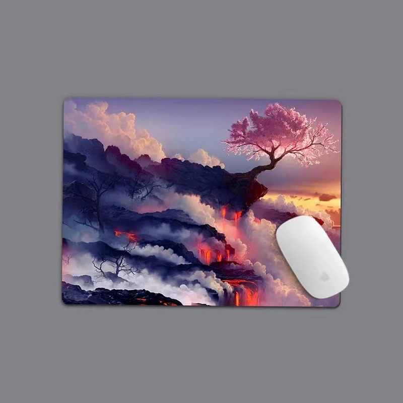 Lovely Scenery landscape Small XS Rubber Mousepad For PC Gamer Desktop Decoration Office Game Mat Deskmat Rug With Stitched Edge