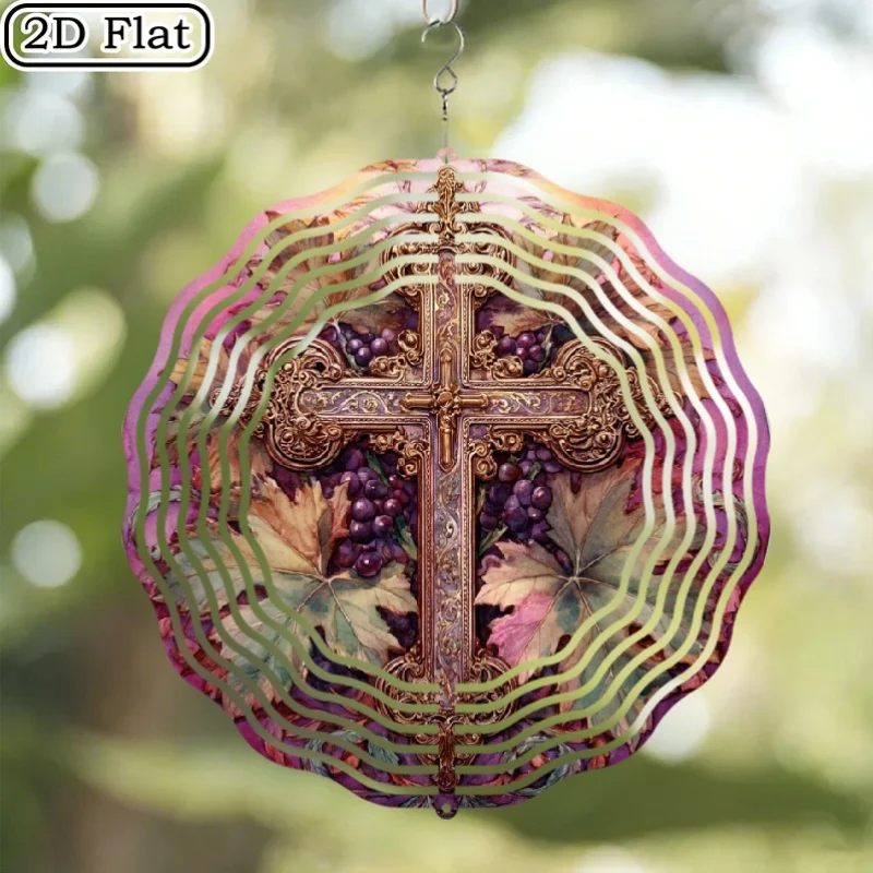 CIFBUY Metal Wind Chime 360 Degree Rotating Wind Spinner Shiny Kaleidoscope Pattern Hook Outdoor Garden Patio Yard Decor