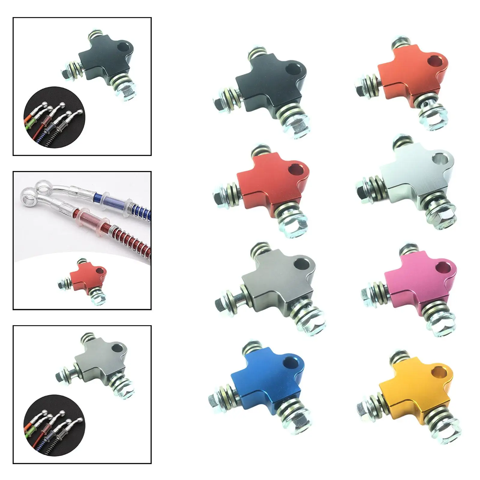 Extended Brake Line Fitting Three Way Oil Hose Pipe Aluminum Alloy Screw Set for Off Road Motorbike