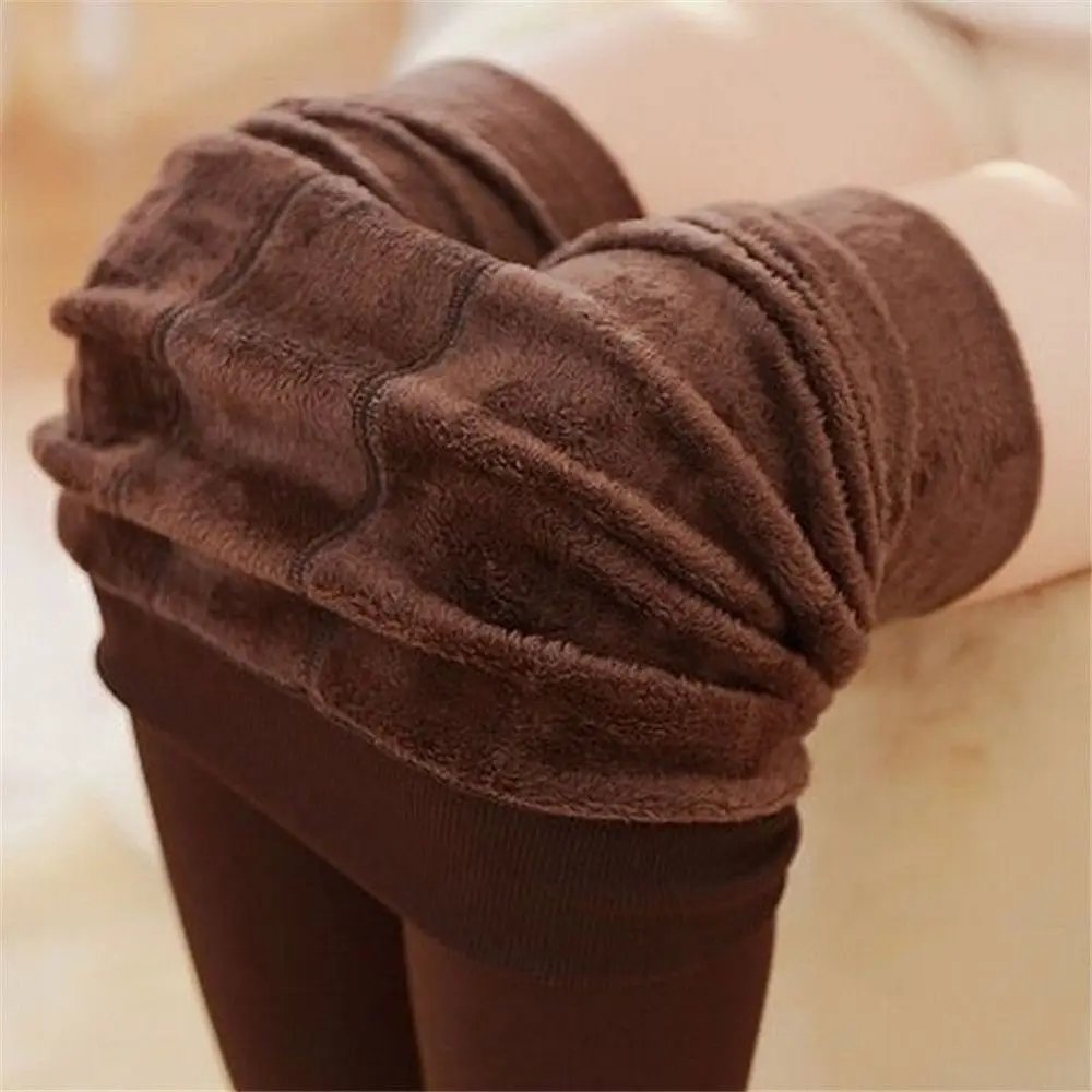 8 Colors Winter Thermal Fluff Lined Slim Leggings Thick Pantyhos Stretch Pants Warm Tights