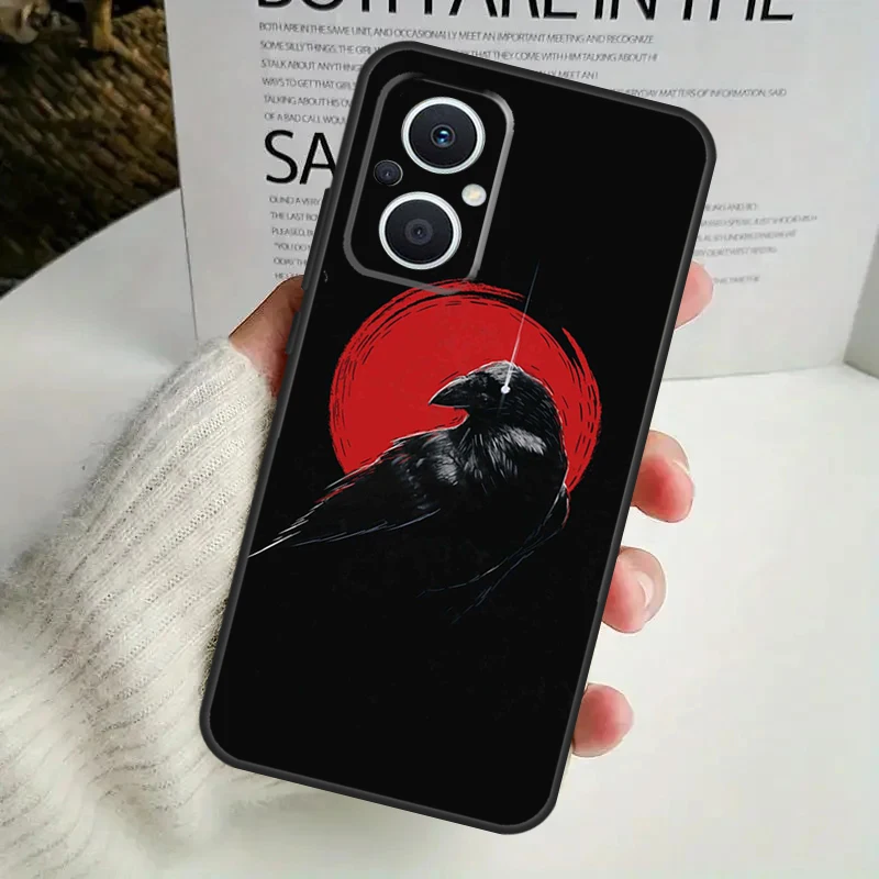 Crow Raven Dark Skull Case For OPPO Reno 11F 10 Pro 4 5 6 7 8 Lite 4Z 5Z 8T OPPO Find X6 X5 Pro X2 X3 Neo Cover