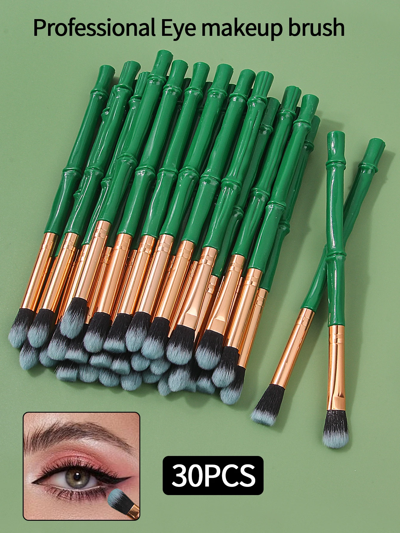30pcs New bamba-shaped plastic-handled eyeshadow brush set, including eye makeup, blending brush,highlight brush&concealer brush