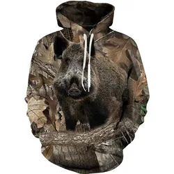 Boar Huntering Camouflage Hoodies Wildlife Hunter Camo 3D Print Men Women Hoody Sweatshirts Pullovers Y2k Tracksuit Man Clothing