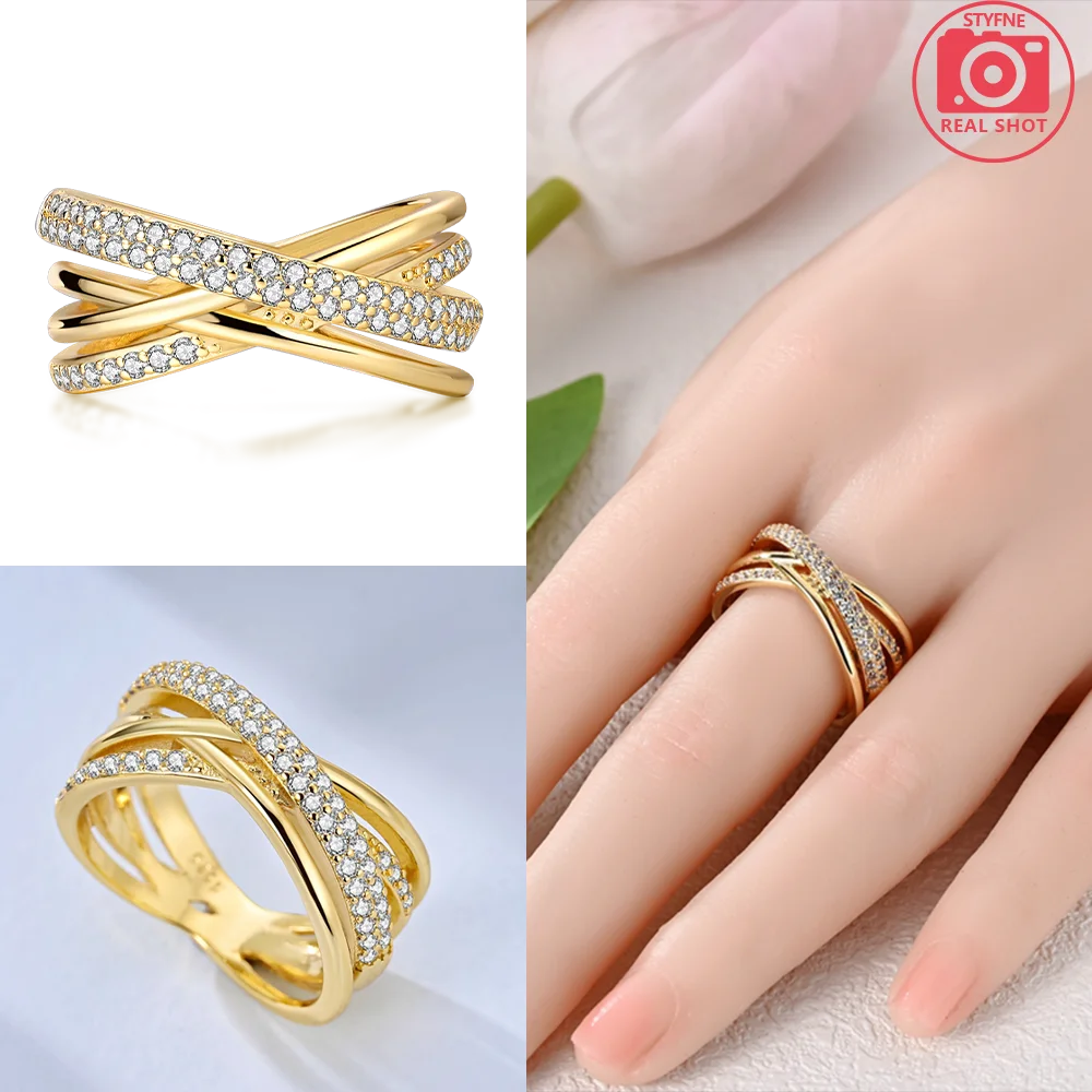 Exquisite Heart Crown Zircon New Original 925 Silver Ring Bow Women's Jewelry Anniversary Gold Plating Rings Set Fine Gifts