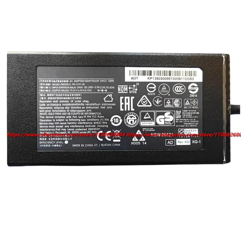 Original 19.5V 6.92A 135W A18-135P1A ​PA-1131-26 Laptop AC Adapter Charger For ACER ASPIRE 7 NITRO 5 Series Power Supply Genuine