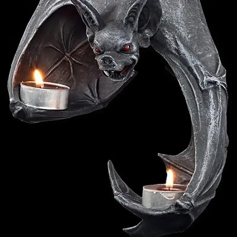 الخفافيش جدار Tealight حامل هالوين الشمعدان الخفافيش تمثال حديقة معلقة الشمعدان ضوء حديقة المنزل هالوين الديكور