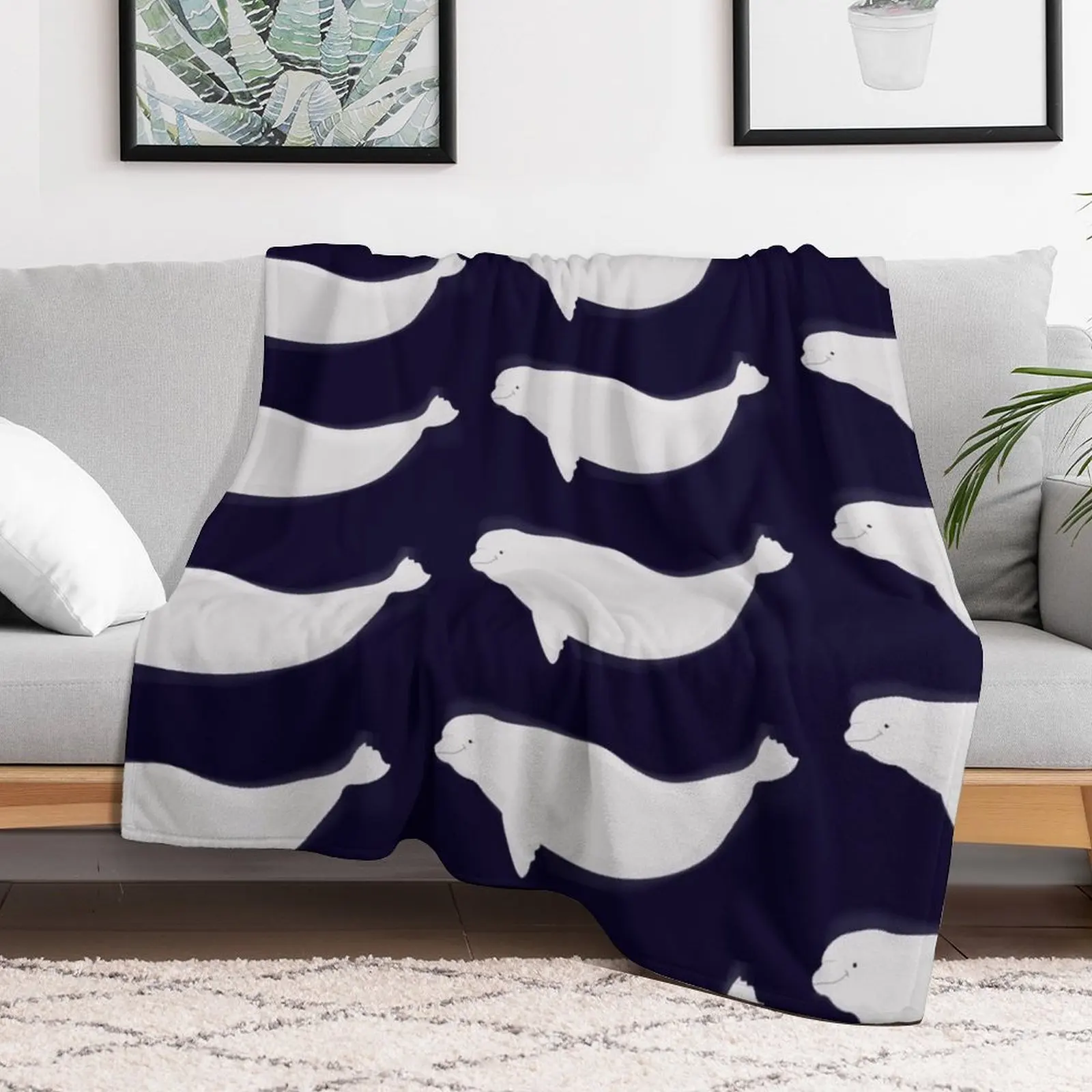 Beluga Throw Blanket Outdoor Soft Blanket for Picnic Beach Camping