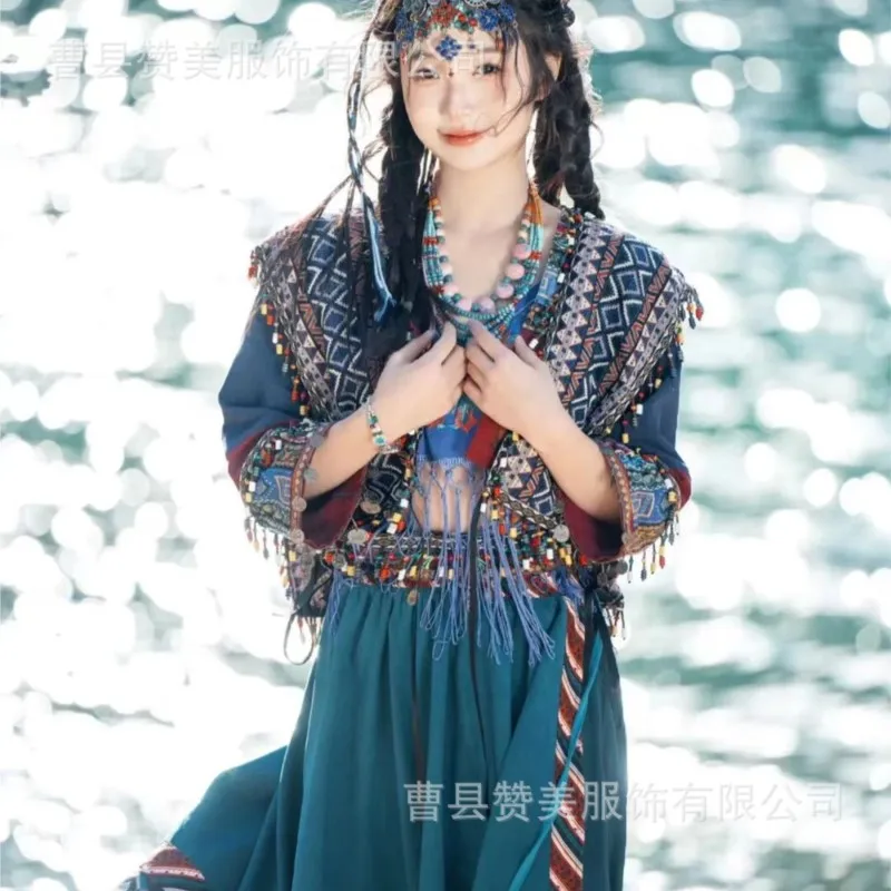 

High Quality |Studio New Miao Jiang Girl Clothing Exotic Style Ancient Ethnic Travel Photography Personal Photo