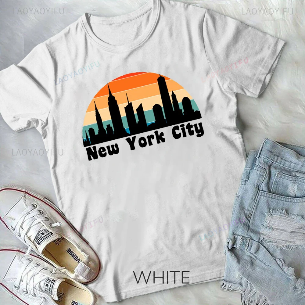 New York Printed T-shirt Capital New York Tops New York Tourist Shirt Breathable Camisetas Nostalgia Retro Street