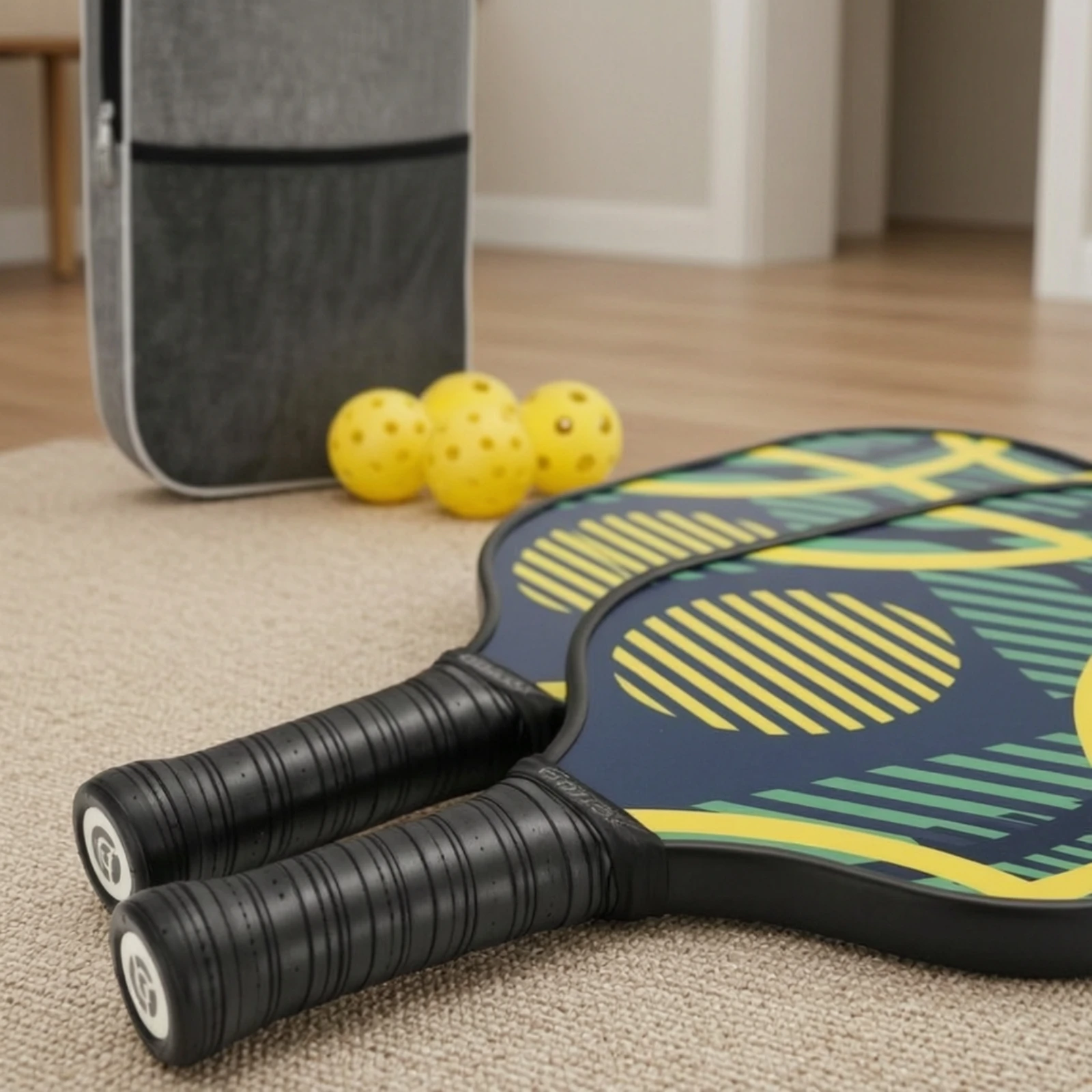 Pickleball Set 2 Paddles 4 Balls Lightweight Design Hexagonal Interior Paddle Sports Gear Portable for Beginners