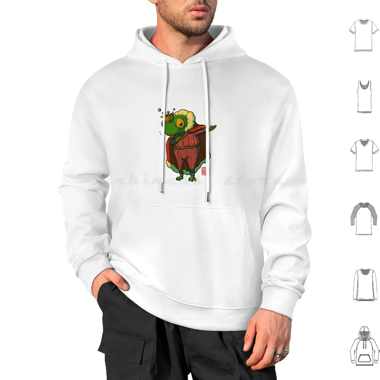 Shy Frog Prince Hoodie cotton Long Sleeve Frog Frogs Cute Prince Shy Round Cottagecore Dinghuart Ding Hu Exercise Health