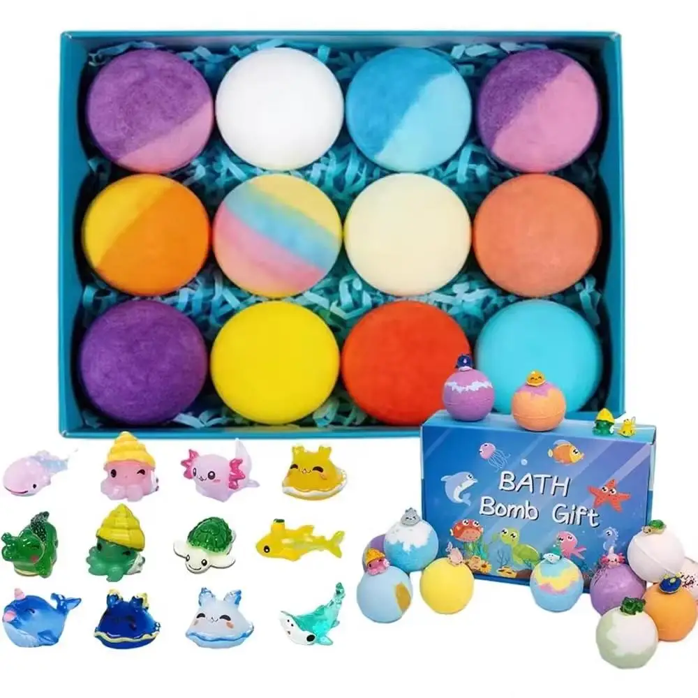 

Набор из 12 детских бомбочек для ванны с игрушками-сюрпризами внутри, натуральные органические бомбочки для ванны с эфирными маслами, подарочный набор для спа-процедур