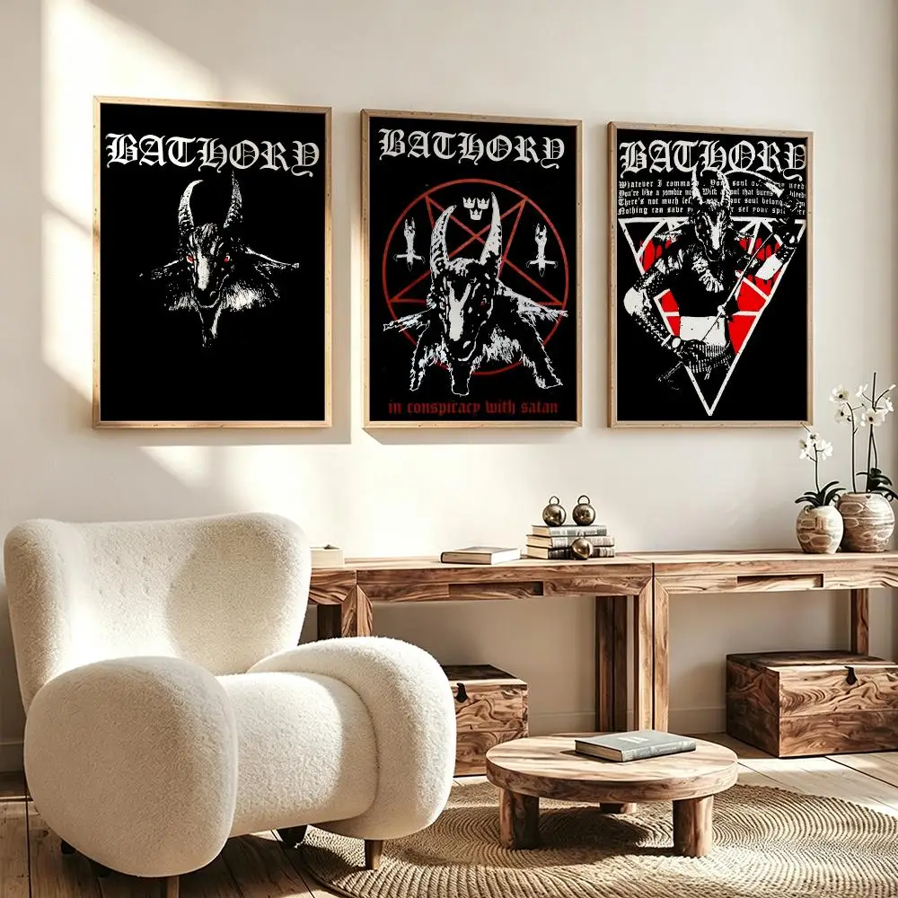 band Bathory Poster Poster HD Waterproof Self Adhesive Wall Art Print Decor for Bedroom Living Room Gift