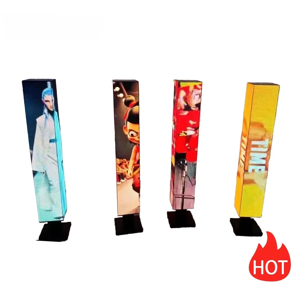 カスタマイズ可能な3/4パネル一体型コラムLEDディスプレイ 展示ホール通路照明用屋内回転式通路照明