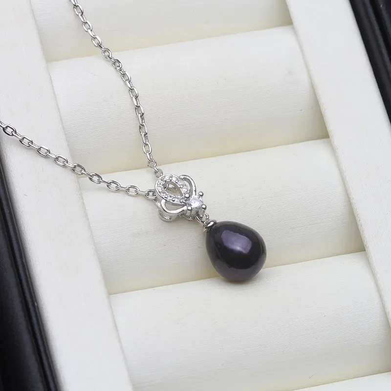 

Real Natural pearl pendant 925 Woman,Freshwater Silverpearl pendant on the neck Wife Mother Birthday Gift White Pink Black