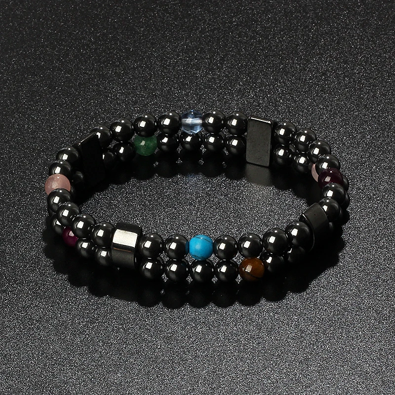 Pulsera de energía de hematita ondulada para hombre y mujer, brazalete de cuentas de hematita magnética Original, Pulsera de joyería de energía positiva