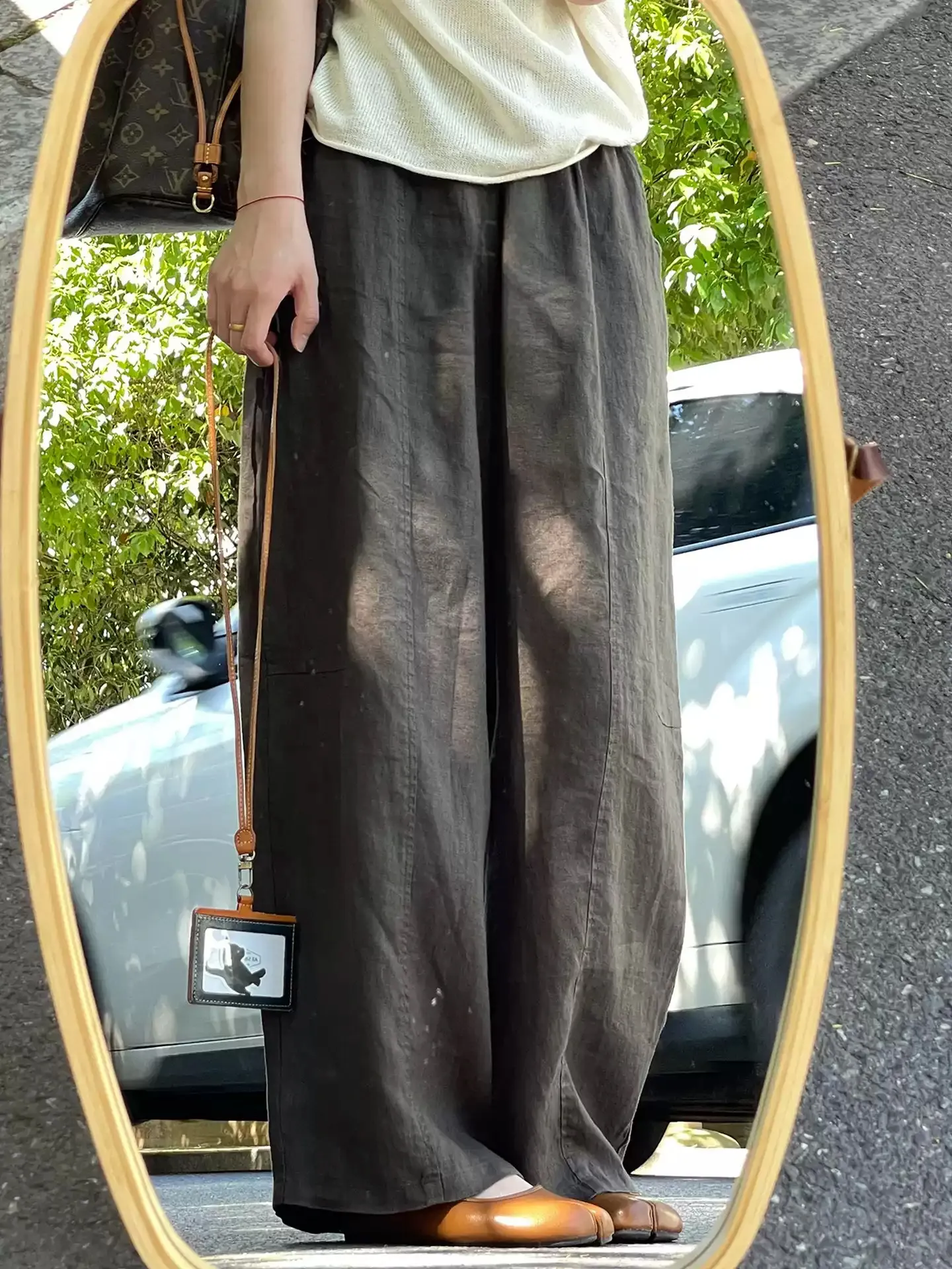 Summer Casual Wide Leg Pants Women's plus Size Slimming Thin  Linen Knife  Loose Fit High Waist Elastic Waistband