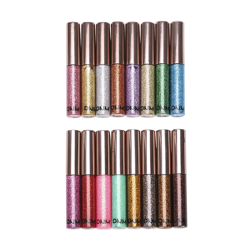 Flüssiger perlmutt farbener Eyeliner 16 Farben glänzend natürlich anhaltender Diamant Lidschatten glatt Mini feiner Pinsel Eyeliner Glanz Pailletten Make-up