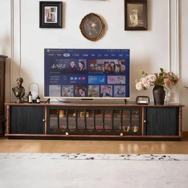 Premium Sleek Polished Metal Classic Tv Cabinet Durable Modern Convenient Oak Walnut Tv Cabinet Mueble Sala Indoor Furniture