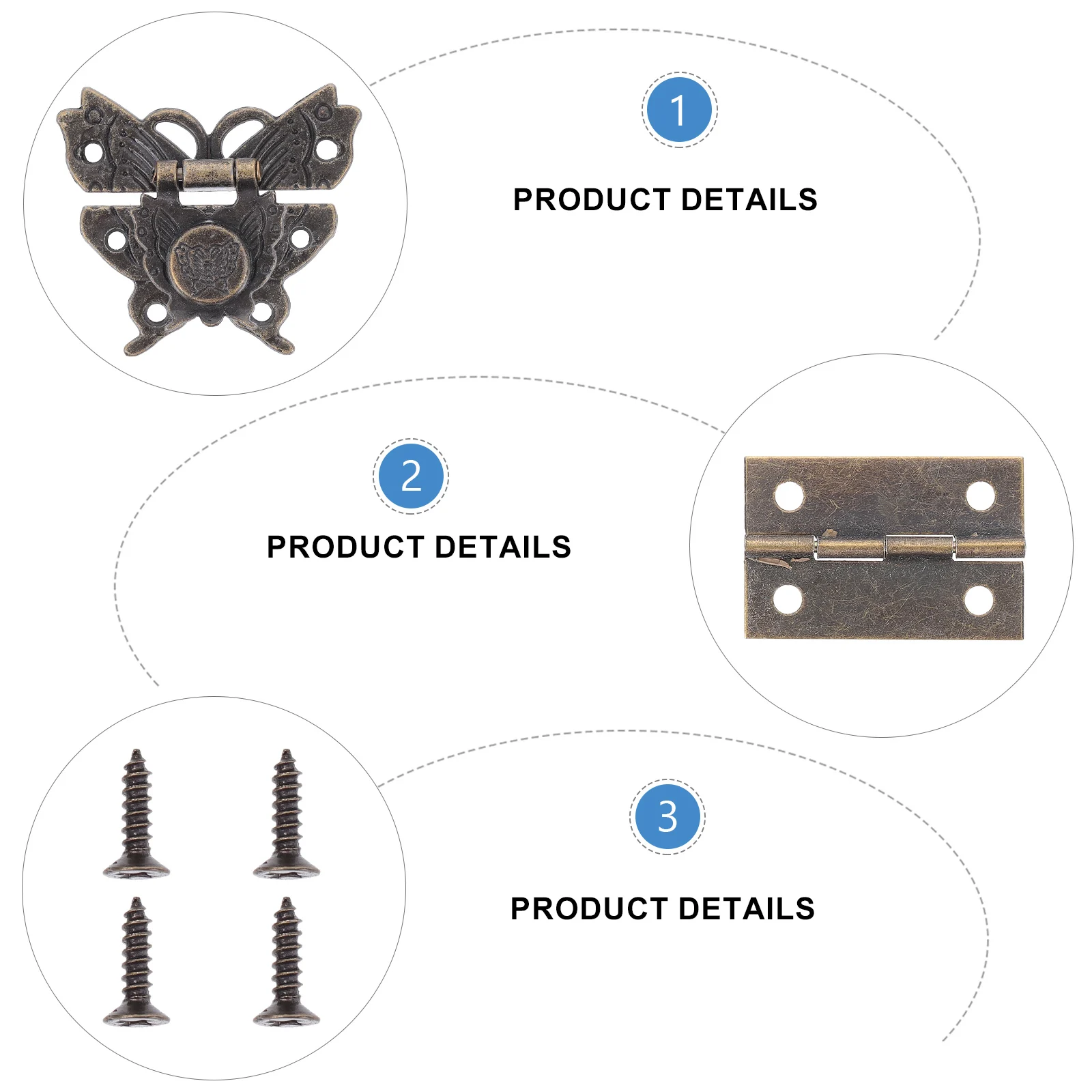 

Hardware Buckles Hinges Set Durable Non rusting Compact Simple Installation for Boxes Cases Cabinets Storage Solutions Furniture