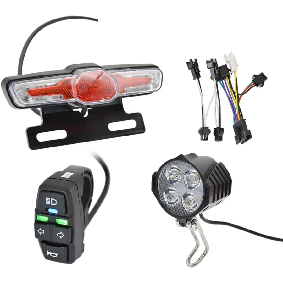 

Комплекты фонарей и задних фонарей для электровелосипеда Светодиодный ночник Детали для модификации велосипеда 48 В 36 В Комплект передних и задних сигнальных огней с EBike lig