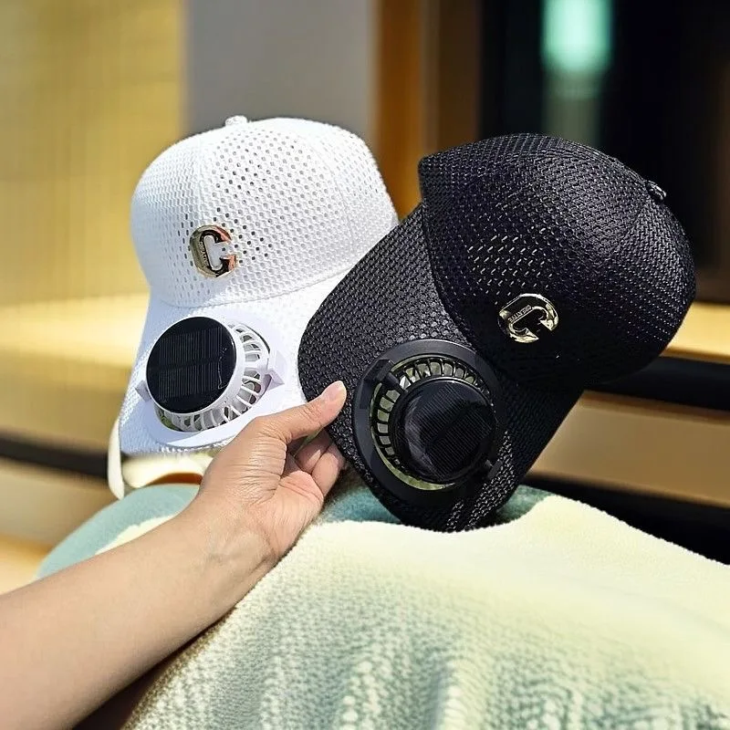 1PC New Solar USB Charging with Fan Cap Summer Long Eave Mesh Breathable Sun Protection Couple Sun Protection Adult Duckbill Cap