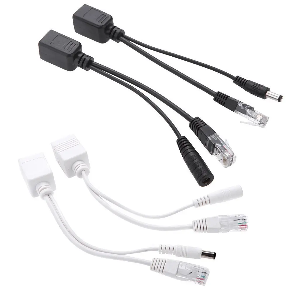 10pcs(5pair) POE Splitter POE Switch POE Cable adapter Tape Screened 5V 12V 24V 48V Power Supply Cable 5.5*2.1mm